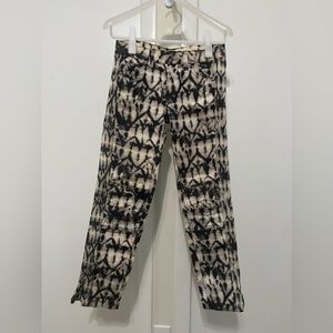 Isabel Marant x H&M boho tie dye cropped moto biker ankle zip semi skinny jeans